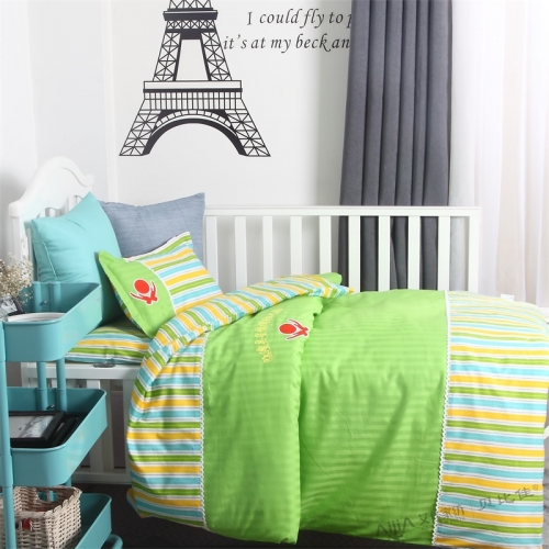 貝比佳星情灣拼接繡花六件套幼兒園全棉套件批發定制圖片